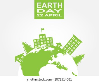 Earth day . Green earth Ecology and village white background,Vector