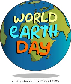 Earth Day Green Planet cartoon vector