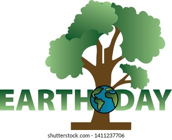 Earth Day with a green tree