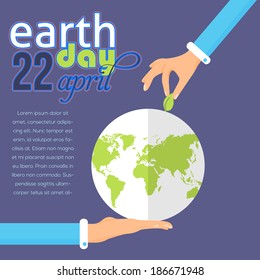 Earth Day Green World Flat Design