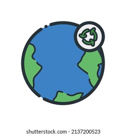 Día de la Tierra e icono verde plano, icono de ecología