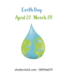 Earth day greeting vector card - March 20, April 22