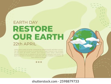 Earth Day greeting vector template with eco-friendly ornaments. Perfect for posters, social media, and prints. Clean, modern, and fully editable. Celebrate our planet with style!