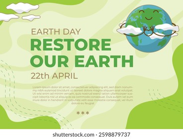 Earth Day greeting vector template with eco-friendly ornaments. Perfect for posters, social media, and prints. Clean, modern, and fully editable. Celebrate our planet with style!