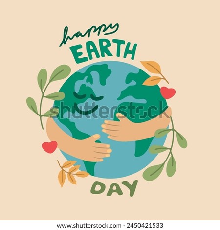 Earth day greetings, elements and green environment assets