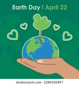 earth day with hand and globe