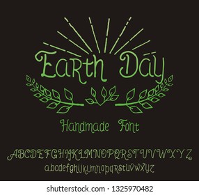 Earth day. Hand made font. Hand made logo. Organic and naturel food. Script font.