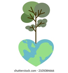 Earth day with heart shape vector