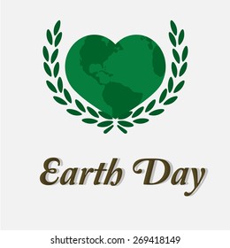 Earth Day, heart shaped planet over white color background