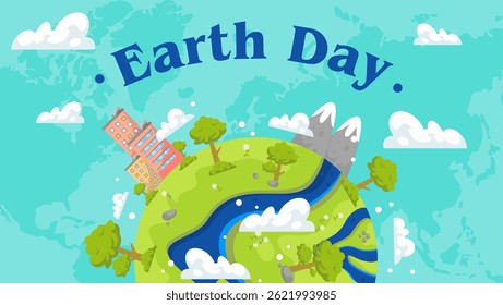 earth day holiday banner design with green earth concept	