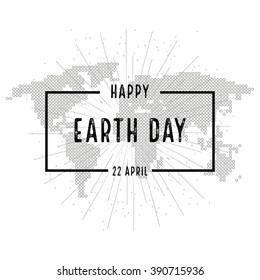Earth day holiday poster with shadow  on white background