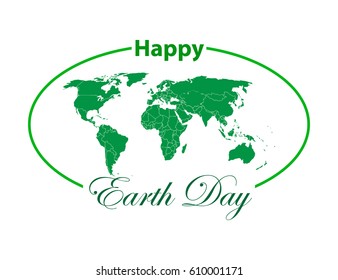 Earth day holiday poster with shadow on white background
