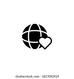 Earth day Icon in black flat glyph, filled style isolated on white background