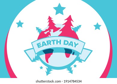 EARTH DAY icon concept vector illustration. EARTH DAY blue red world icon. EPS10.