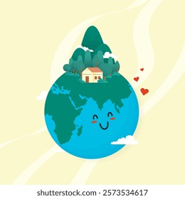 Earth day icon design with transparent background. Design for environmental campaign.