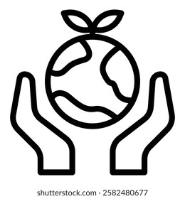 Earth day icon illustration in line style. Perfect for website mobile app presentation. Suitable for any user interface and user experience