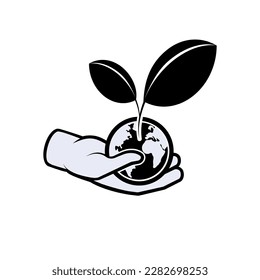 Earth Day Icon. Saving Planet Symbol.