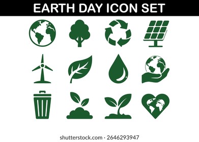 Earth Day Icon Set - Eco Friendly Symbols Collection