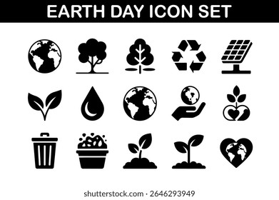 Earth Day Icon Set - Eco Friendly Symbols Collection