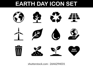 Earth Day Icon Set - Eco Friendly Symbols Collection