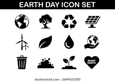 Earth Day Icon Set - Eco Friendly Symbols Collection
