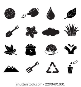 Earth day icon set, Ecology and environment related nature and renewable energy line icons set, linear icons.Eco Friendly draft sketch badge vector collection.