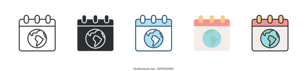 Earth Day Icon Set Multiple Style Collection