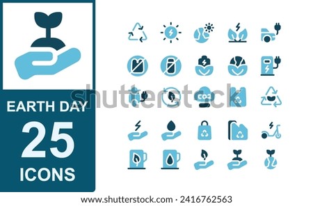 earth day icon set.duo tone style.contains factory,fuel,global,pollution,efficiency,electricity,management,world,natural energy,electric cars,save energy,save water,electric bicyc.modern style vector 