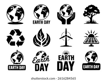 Earth Day Icon Set Vector Illustration for Eco Friendly and Environmental Awareness Design