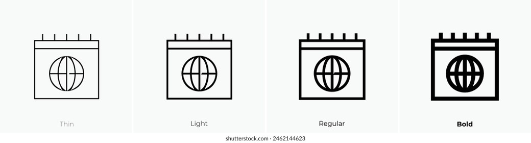 earth day icon. Thin, Light Regular And Bold style design isolated on white background