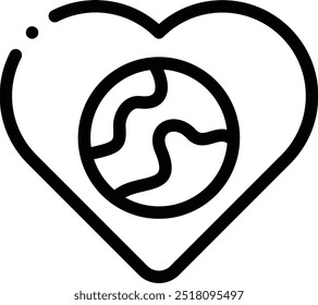 Earth Day-Symbol. Design mit dünnen linearen Stilen einzeln auf weißem Hintergrund