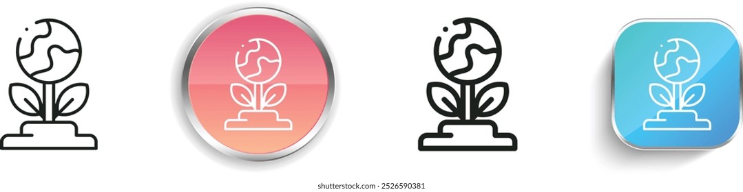 earth day icon. Thin Linear, Regular and Button Style Design Isolated On White Background
