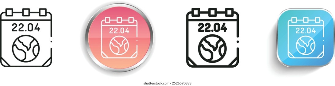 ícone do dia da terra. Design fino, linear, regular e estilo botão isolado no fundo branco