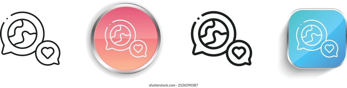 earth day icon. Thin Linear, Regular and Button Style Design Isolated On White Background
