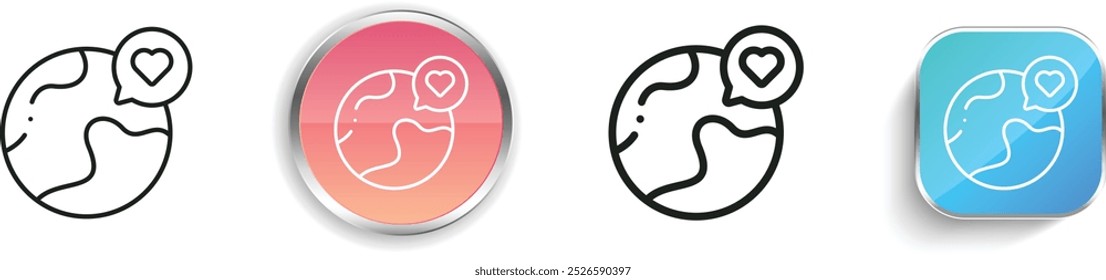 earth day icon. Thin Linear, Regular and Button Style Design Isolated On White Background
