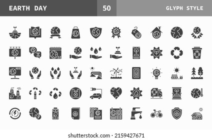 Earth Day icons glyph set of vector. Can used for digital product, presentation, UI and many more.