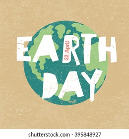 Earth Day Illustration. Earth day, 22 April. Paper cut letters