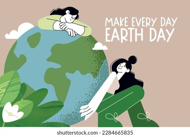 Earth day illustration. Ecology, environmental problems and environmental protection. Vector illustration concept for graphic and web design, business presentation, marketing and print material.