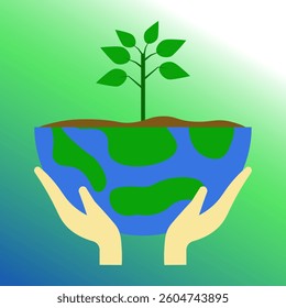 Earth Day Illustration with Green Trees