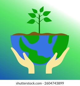 Earth Day Illustration with Green Trees
