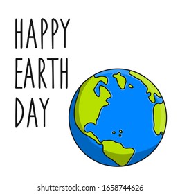 Earth Day illustration. Planet earth in flat style. Earth globe isolated on white background. Vector illustration.