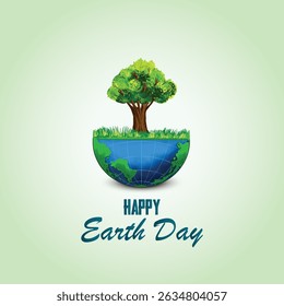 Earth Day illustration with planet, leaves, trees, and recycle symbols. Ideal for eco campaigns, posters, and social media to promote sustainability and environmental awareness.