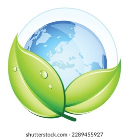 Earth Day illustration with planet and lettering. World map background on april 22 environment concept. Vector design for banner, poster or greeting card.