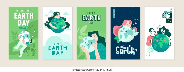 Conjunto de ilustraciones del Día de la Tierra. Conceptos vectores para diseño gráfico y web, presentación de negocios, marketing y material impreso.