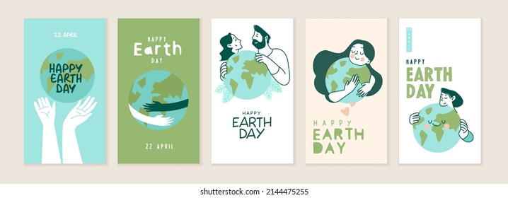 Earth day illustration set. Vector concepts for graphic and web design, business presentation, marketing and print material. International Mother Earth Day. Ecology and environmental protection.