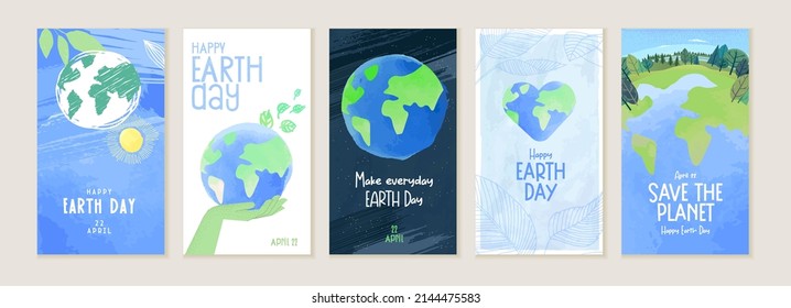 Earth day illustration set. Vector concepts for graphic and web design, business presentation, marketing and print material. International Mother Earth Day. Ecology and environmental protection.