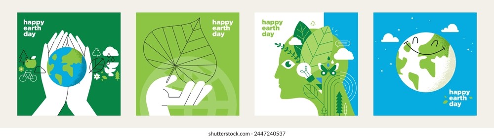 Earth day illustration set. Vector concepts for graphic and web design, business presentation, marketing and print material, social media.