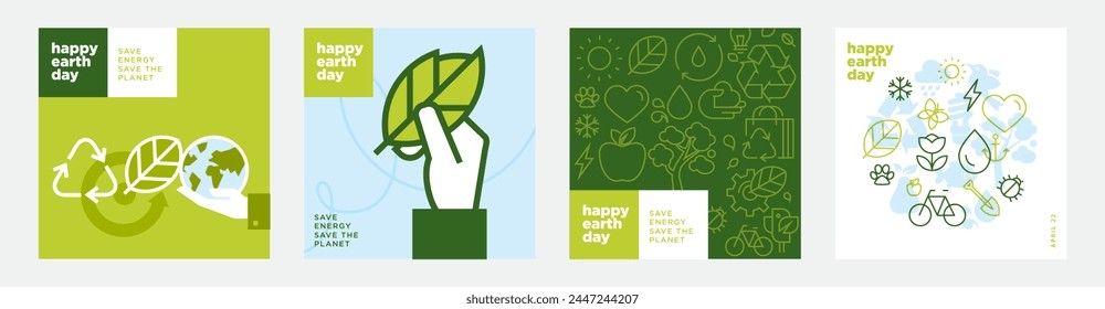 Earth day illustration set. Vector concepts for graphic and web design, business presentation, marketing and print material, social media.