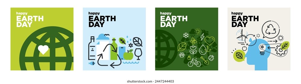 Earth day illustration set. Vector concepts for graphic and web design, business presentation, marketing and print material, social media.