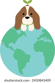 Earth Day illustrations with dogs